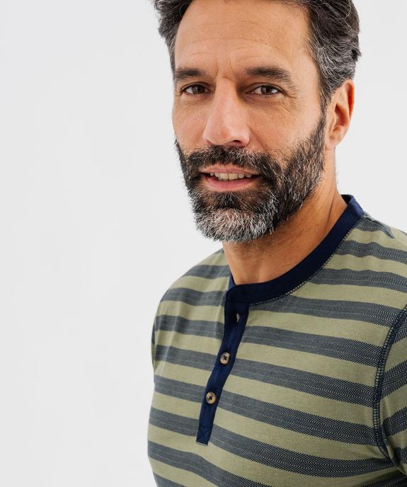 Pyjashort en jersey de coton à col tunisien homme vue2 - GEMO 4G HOMME - GEMO