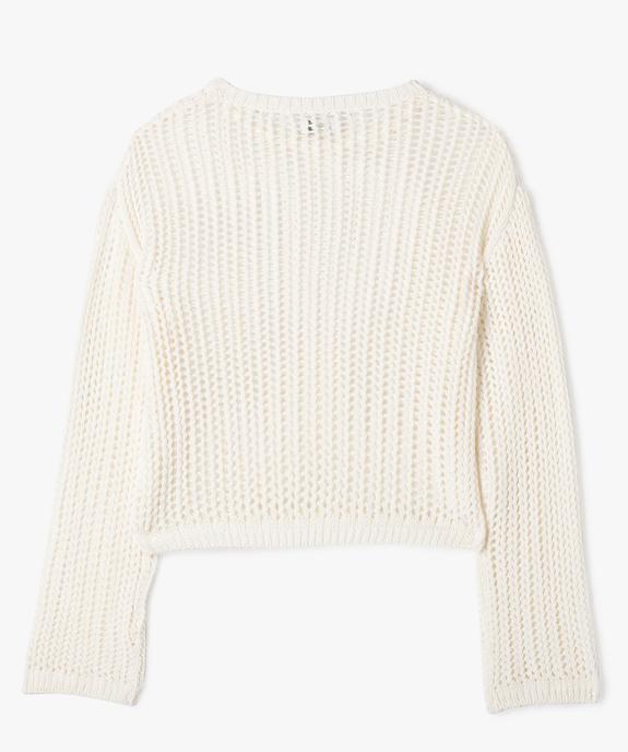 Pull court et loose en large maille ajourée fille vue7 - GEMO 4G FILLE - GEMO