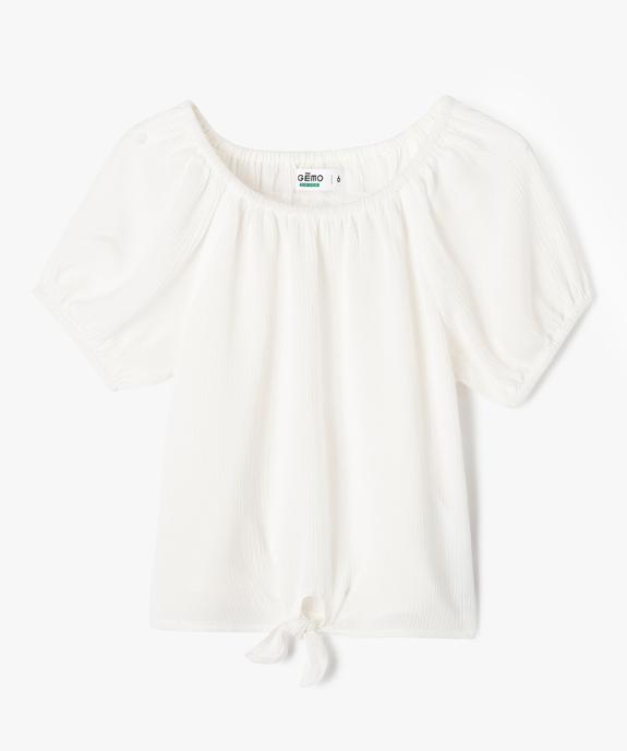 Blouse à manches ballon avec nœud en viscose froissée fille vue1 - GEMO 4G FILLE - GEMO