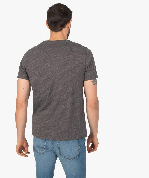 Tee-shirt homme chiné à manches courtes et col tunisien  Matière chinée vue3 - GEMO 4G HOMME - GEMO