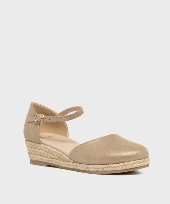 Chaussures en suédine à talon compensé en corde femme vue2 - VALENTINA BALDA - GEMO