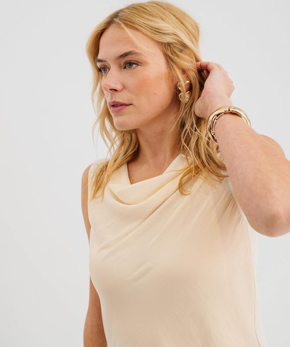 Blouse sans manches en satin à col bénitier femme vue3 - GEMO(FEMME PAP) - GEMO