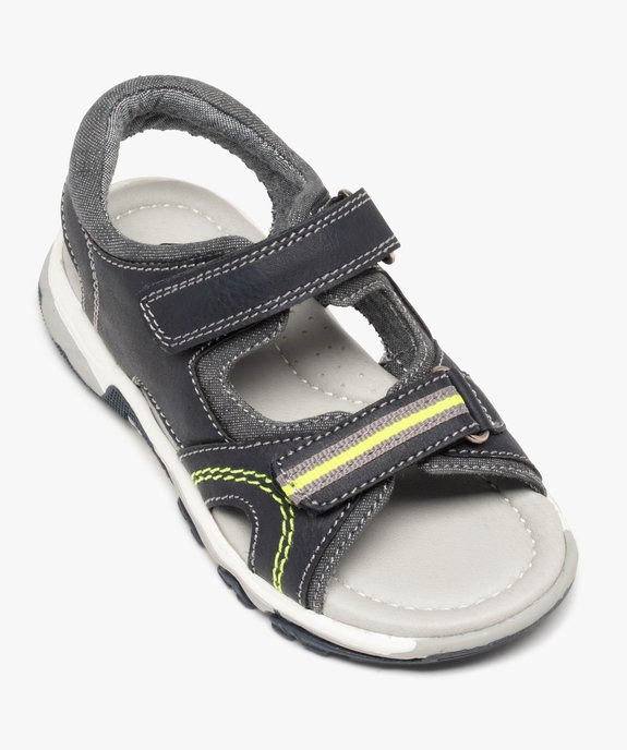 Sandales sport garçon à brides scratch et détails fluo vue5 - GEMO (ENFANT) - GEMO