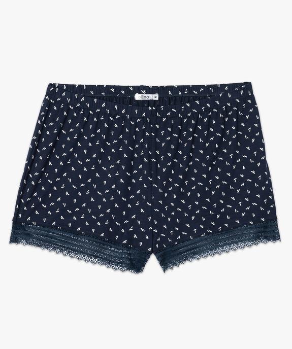 Short de pyjama en maille fluide avec bas en dentelle femme vue4 - GEMO 4G FEMME - GEMO