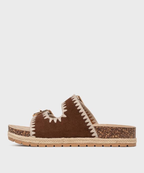 Mules à semelle plateforme et larges brides brodées femme - 5 Miles vue1 - 5 MILES - GEMO