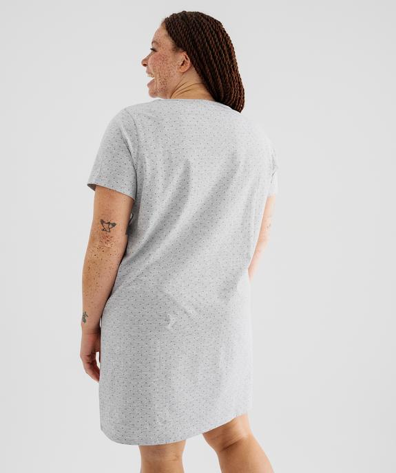 Chemise de nuit à manches courtes et col rond femme grande taille vue3 - GEMO 4G FEMME - GEMO