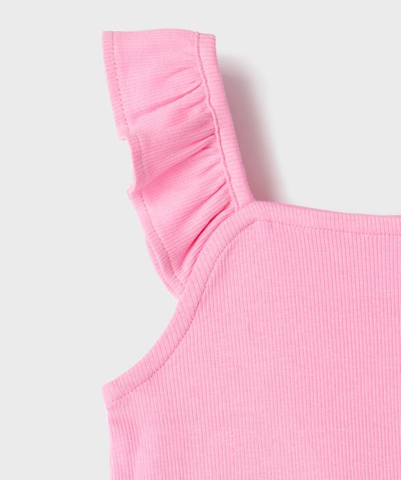 Débardeur court en maille côtelée avec bretelles à volants fille vue2 - GEMO 4G FILLE - GEMO