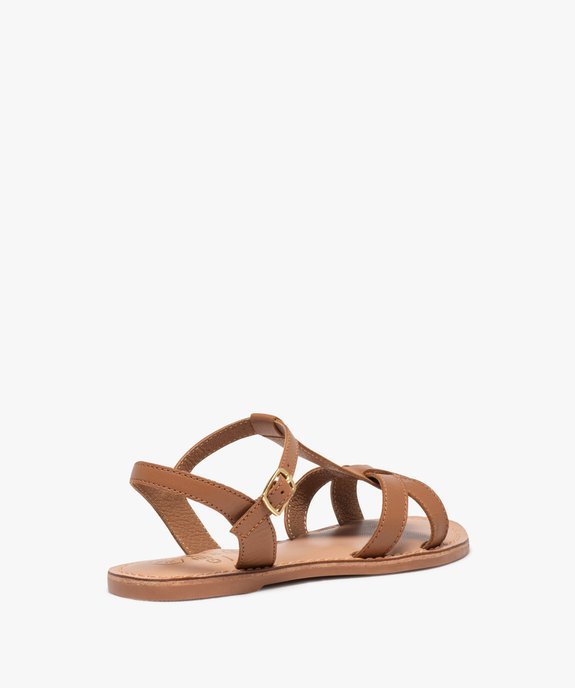 Sandales fille en cuir uni à brides croisées et bride cheville vue4 - GEMO (ENFANT) - GEMO