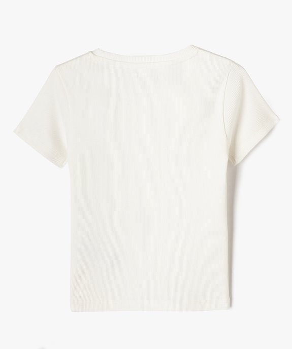 Tee-shirt à manches courtes en maille côtelée fille vue3 - GEMO (ENFANT) - GEMO