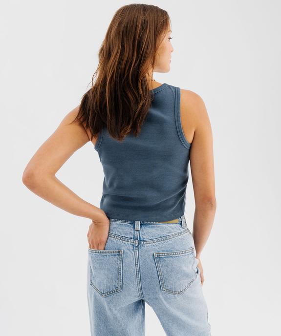 Débardeur court en maille côtelée avec message brodé femme vue3 - GEMO(FEMME PAP) - GEMO