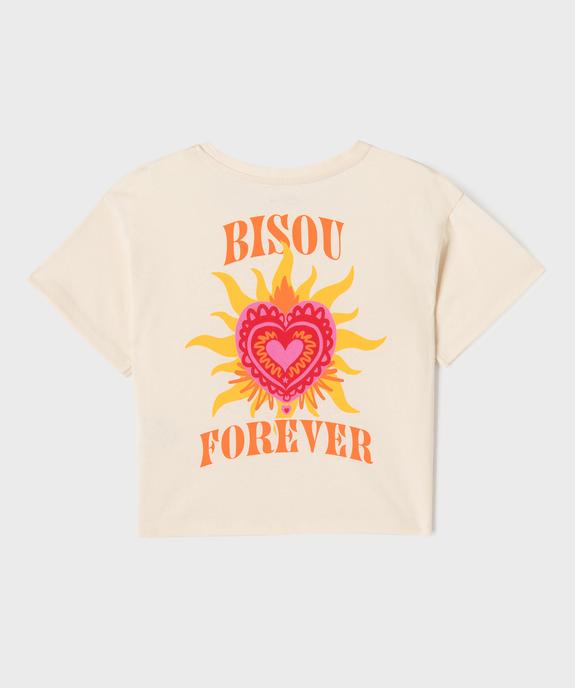 Tee-shirt manches courtes imprimé devant et dos fille  vue3 - GEMO 4G FILLE - GEMO