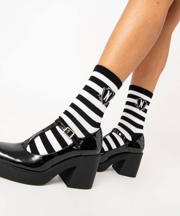 Chaussettes tige haute imprimées - Wednesday (lot de 2) vue1 - WEDNESDAY - GEMO