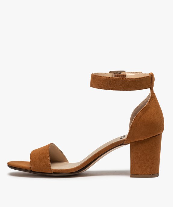 Sandales femme à talon large et bride cheville dessus suédine vue3 - GEMO(URBAIN) - GEMO