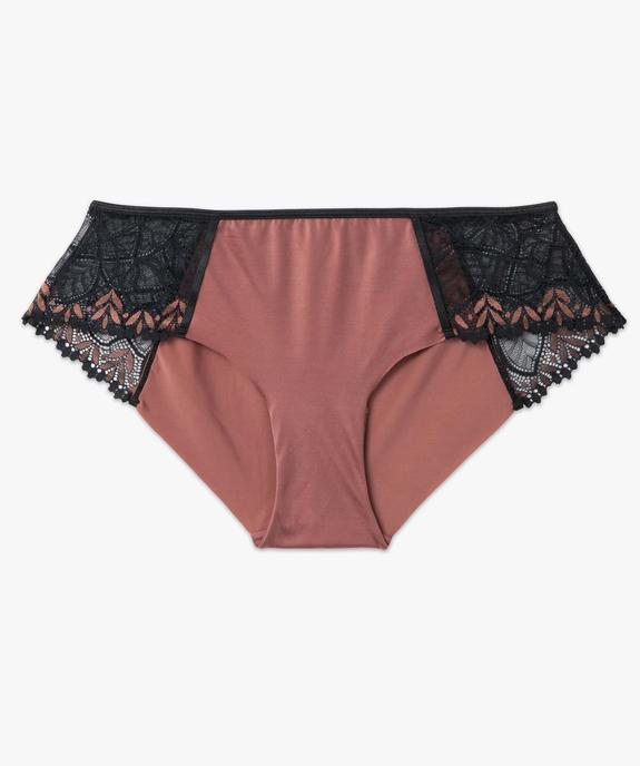 Shorty femme en matière satinée et dentelle vue4 - GEMO(HOMWR FEM) - GEMO