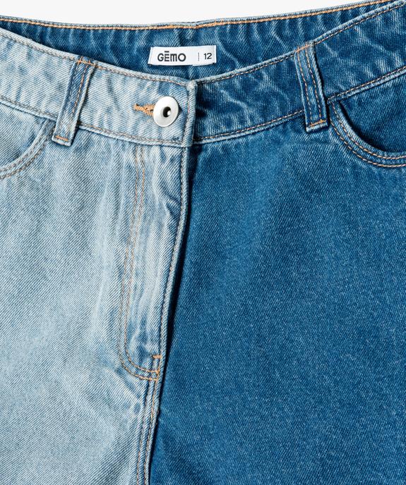 Short en jean fille bicolore à taille haute vue2 - GEMO (JUNIOR) - GEMO