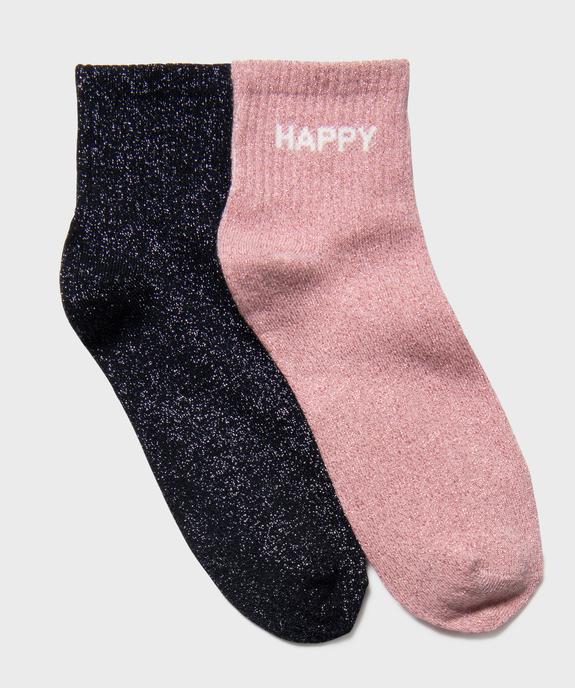 Socquettes pailletées à message femme (lot de 2) vue1 - GEMO(HOMWR FEM) - GEMO