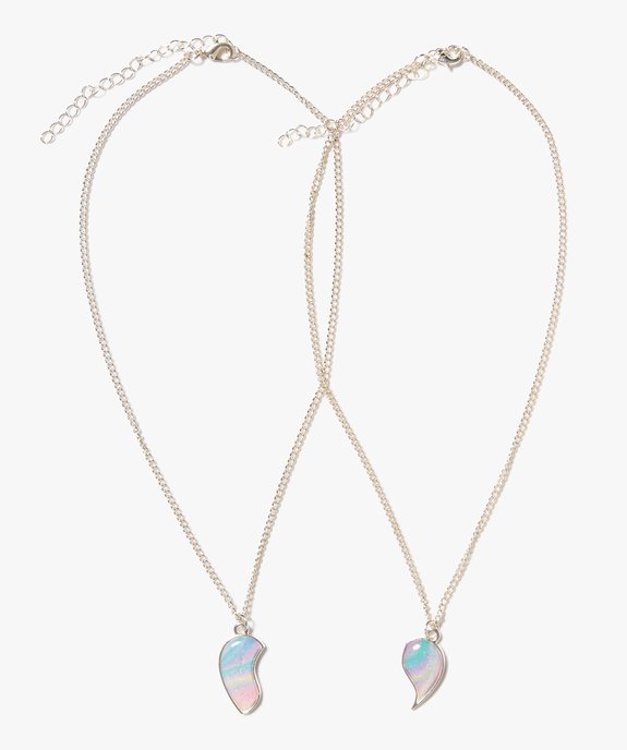 Colliers fille en fine maille avec pendentif multicolore (lot de 2) vue1 - GEMO (ENFANT) - GEMO