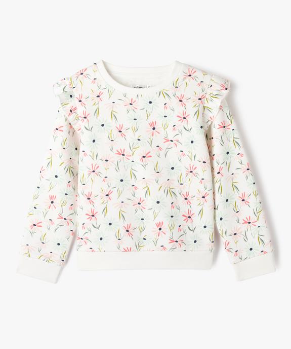 Sweat à motifs fleuris avec volants sur les épaules fille vue1 - GEMO 4G FILLE - GEMO