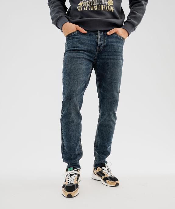 Jean straight en denim stretch délavé homme vue1 - GEMO 4G HOMME - GEMO