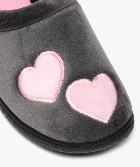 Chaussons femme mules en velours ras motifs cœurs vue6 - GEMO(HOMWR FEM) - GEMO