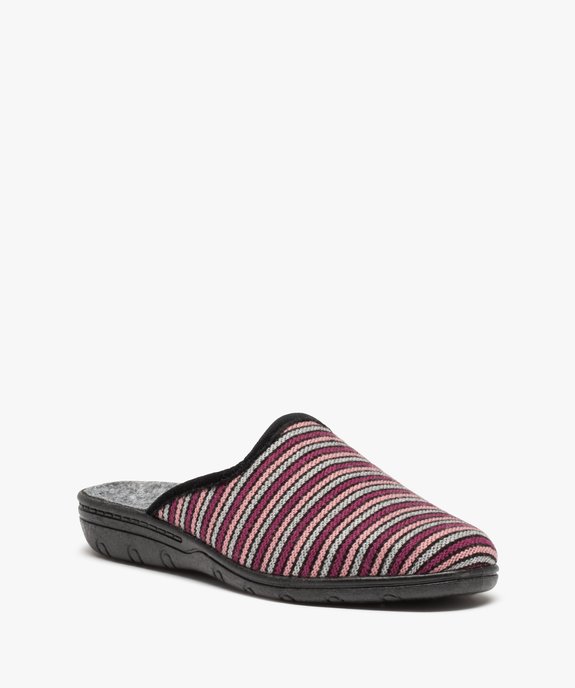 Chaussons femme mules confort dessus tissé vue2 - GEMO 4G FEMME - GEMO