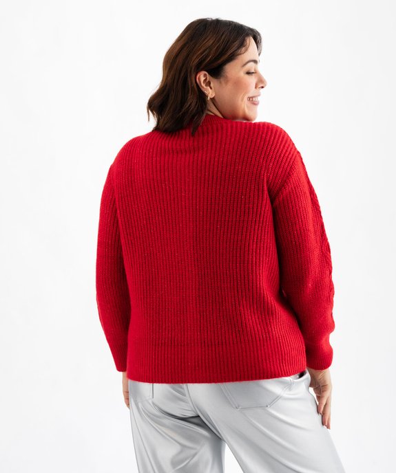 Gilet en maille torsadée avec perles femme grande taille vue3 - GEMO (G TAILLE) - GEMO