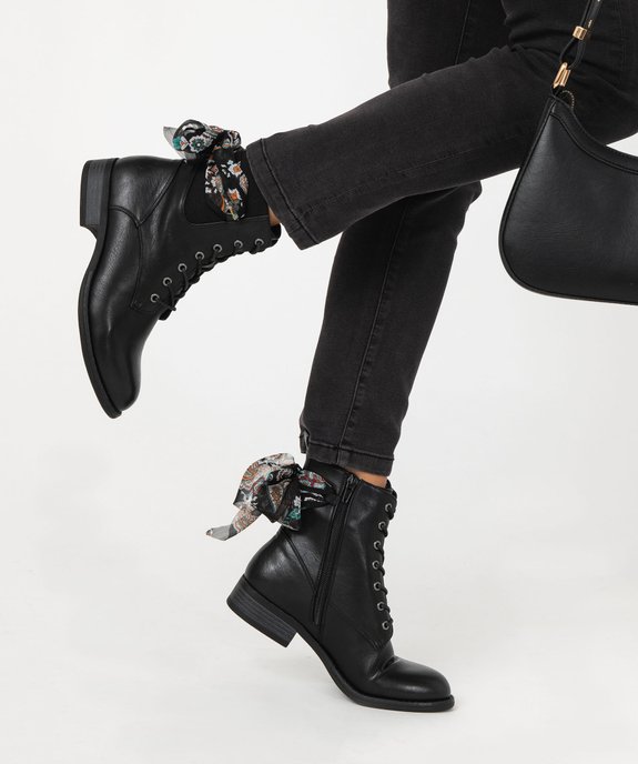 Bottines lacées à foulard noué femme vue1 - GEMO (CASUAL) - GEMO