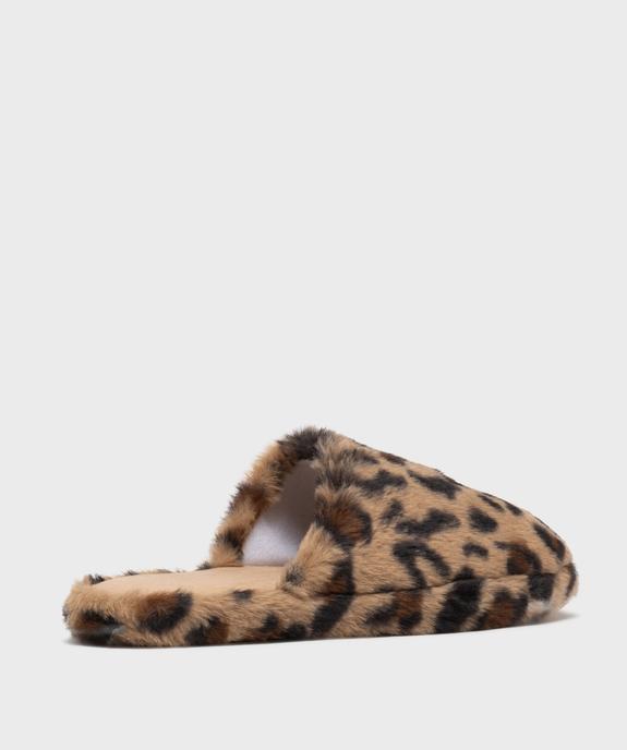 Chaussons mules en fourrure imitation imprimée léopard femme vue4 - GEMO(HOMWR FEM) - GEMO