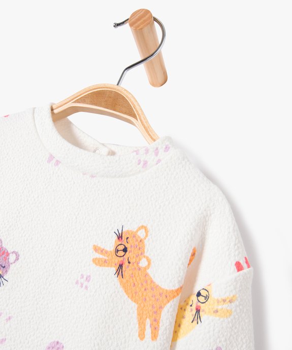 Sweat en jersey gaufré imprimé bébé fille vue2 - GEMO(BEBE DEBT) - GEMO