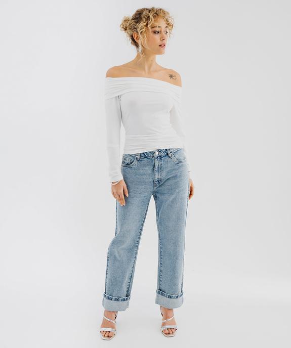 Tee-shirt manches longues avec col Bardot femme vue4 - GEMO(FEMME PAP) - GEMO