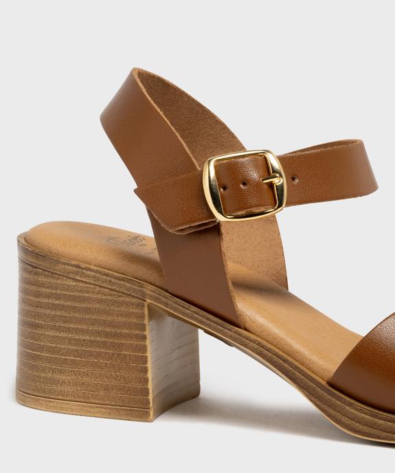 Sandales à talon et larges brides en cuir femme - Tanéo vue6 - TANEO - GEMO