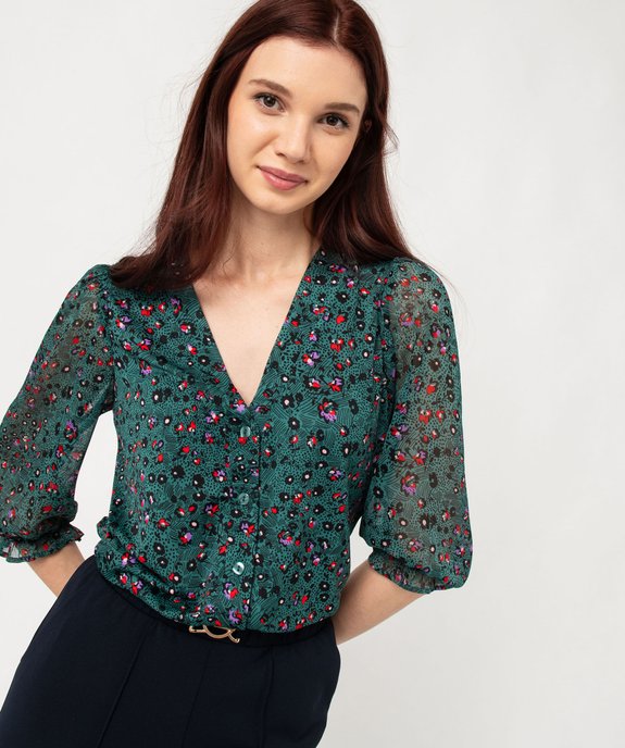 Chemise imprimée à manches 3/4 en voile femme vue6 - GEMO(FEMME PAP) - GEMO