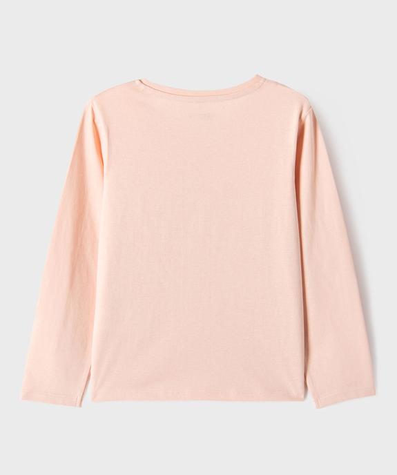 Tee-shirt manches longues avec motif devant fille vue4 - GEMO 4G FILLE - GEMO