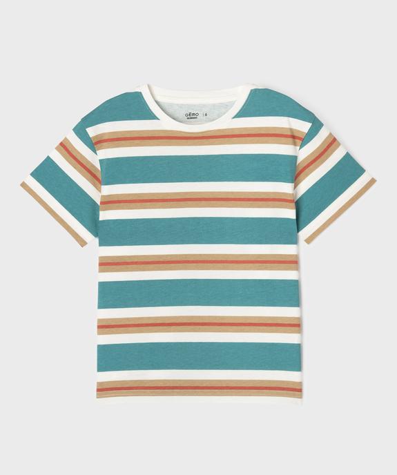 Tee-shirt manches courtes à rayures multicolores garçon vue1 - GEMO 4G GARCON - GEMO