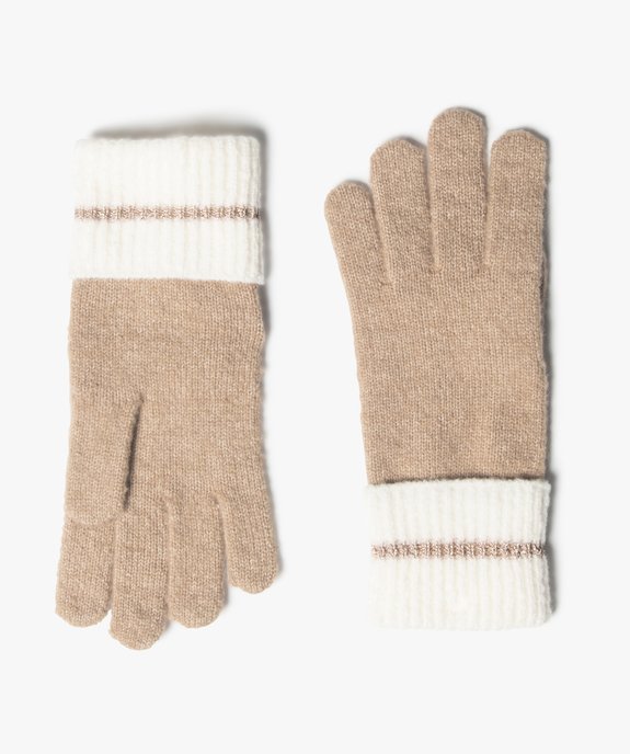 Gants femme avec poignets contrastant et liseré pailleté vue1 - GEMO (ACCESS) - GEMO