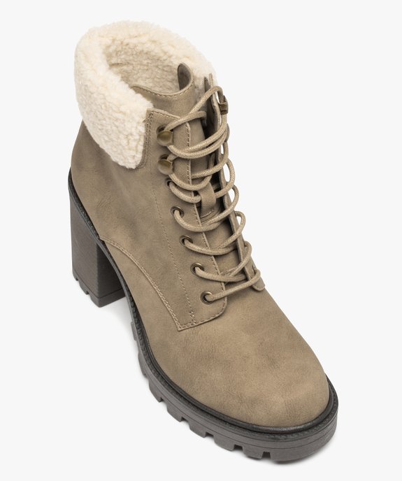 Boots femme style montagne à talon large et col sherpa vue6 - GEMO(URBAIN) - GEMO