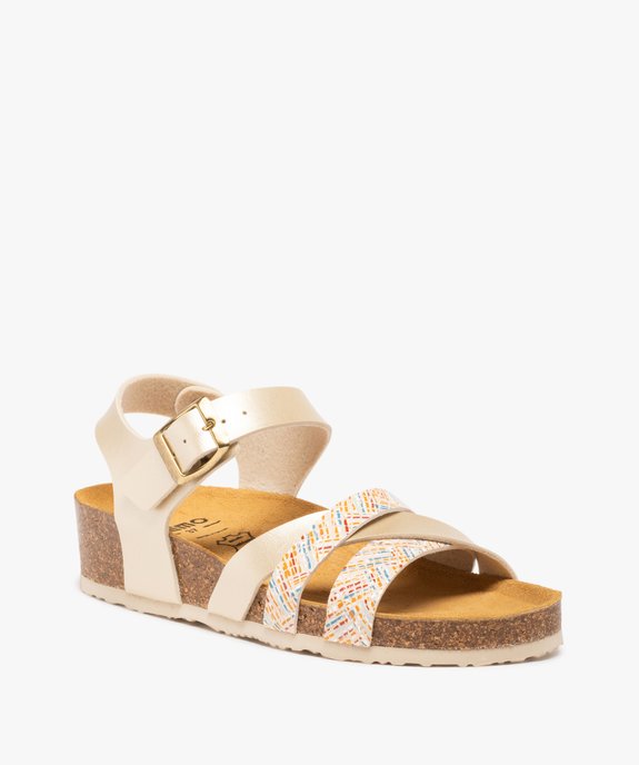 Sandales femme à semelle liège et brides fantaisie vue2 - GEMO (CASUAL) - GEMO