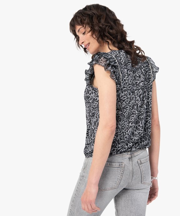 Blouse femme imprimée avec volants sur les épaules vue3 - GEMO(FEMME PAP) - GEMO