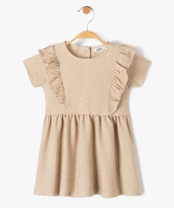 Robe bébé fille à manches courtes à paillettes avec volant sur le buste vue1 - GEMO(BEBE DEBT) - GEMO