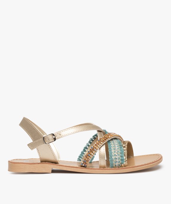 Sandales femme à talon plat et brides fantaisie brillantes vue1 - GEMO (CASUAL) - GEMO