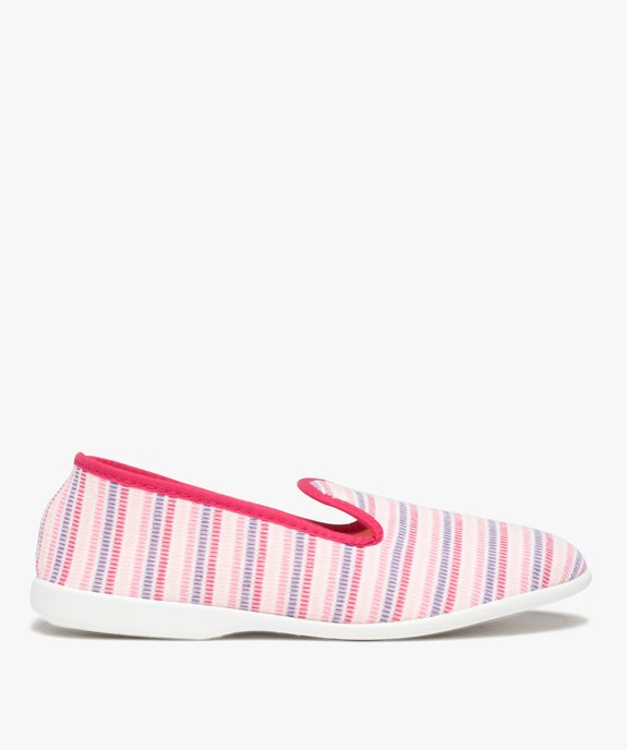 Chaussons femme style charentaises rayées vue1 - GEMO 4G FEMME - GEMO