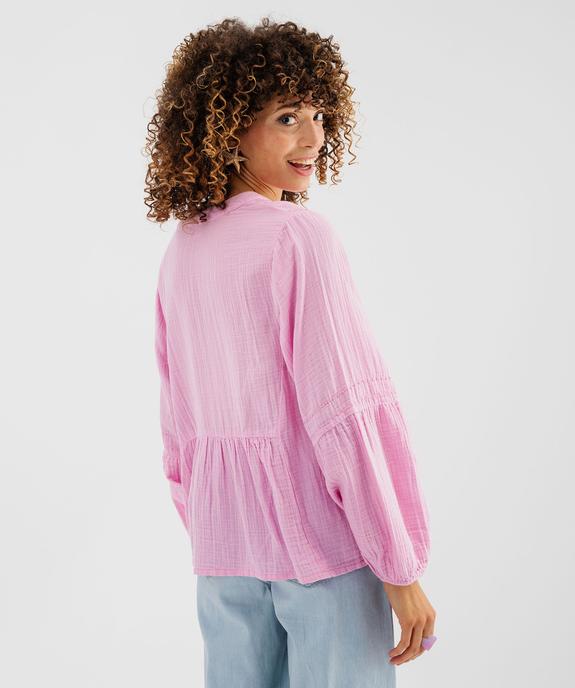 Blouse manches longues en gaze de coton femme vue3 - GEMO(FEMME PAP) - GEMO