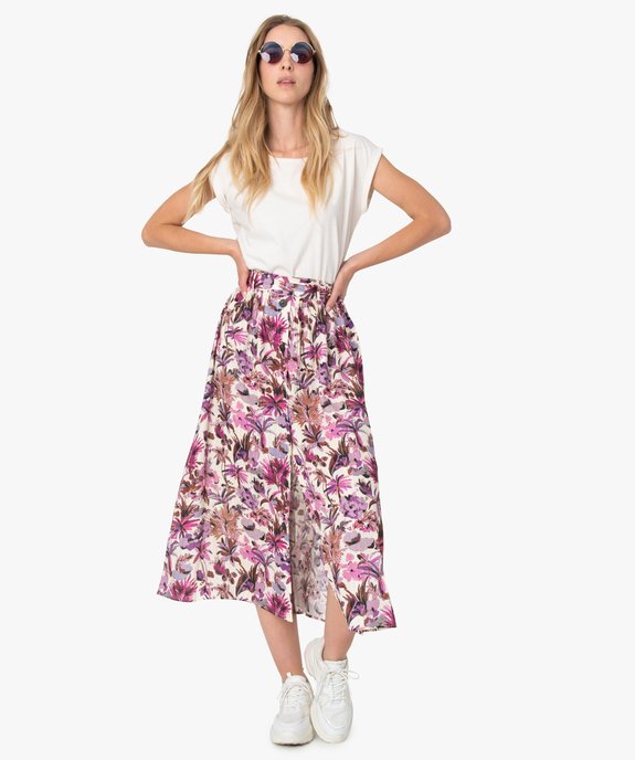 Jupe longue femme fluide à motif floral vue1 - GEMO(FEMME PAP) - GEMO
