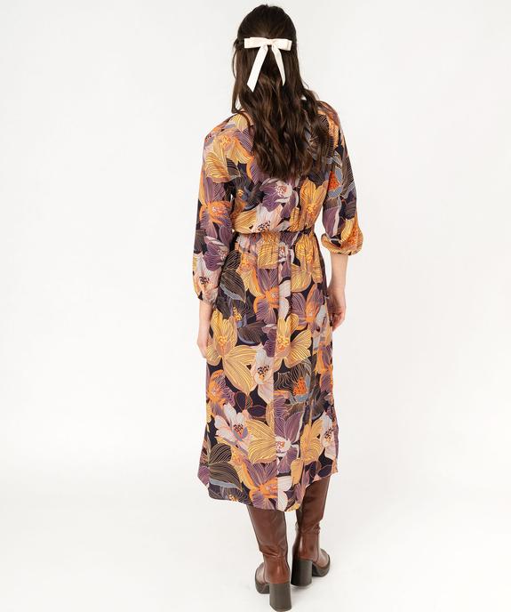 Robe longue à motifs fleuris avec col V femme vue3 - GEMO(FEMME PAP) - GEMO