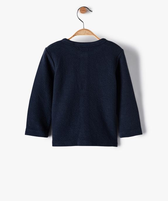 Sweat bébé fille gaufré à boutons-pression vue3 - GEMO(BEBE DEBT) - GEMO