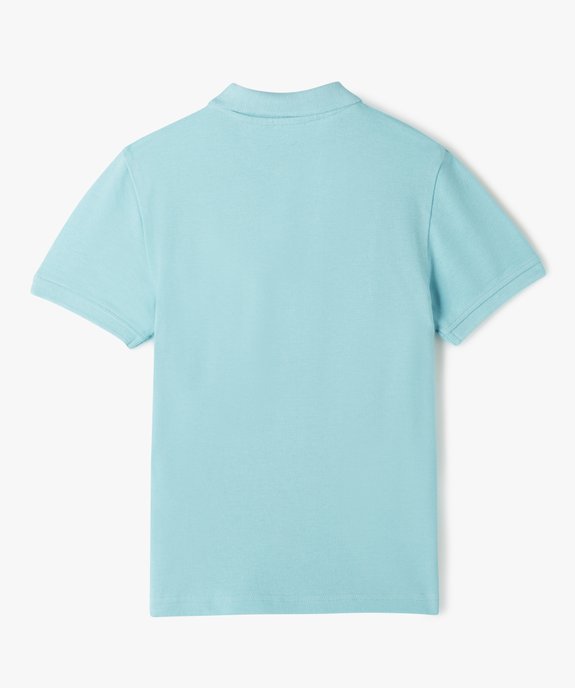 Polo à manches courtes uni en maille piquée garçon vue3 - GEMO (ENFANT) - GEMO