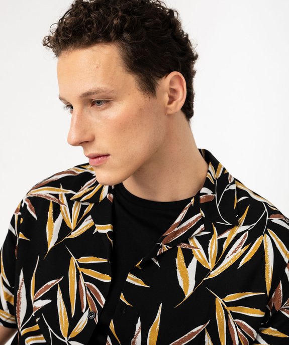 Chemise manches courtes à motif feuillage en viscose homme vue4 - GEMO (HOMME) - GEMO
