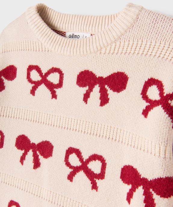 Pull oversize avec motifs noeuds fille vue2 - GEMO (ENFANT) - GEMO