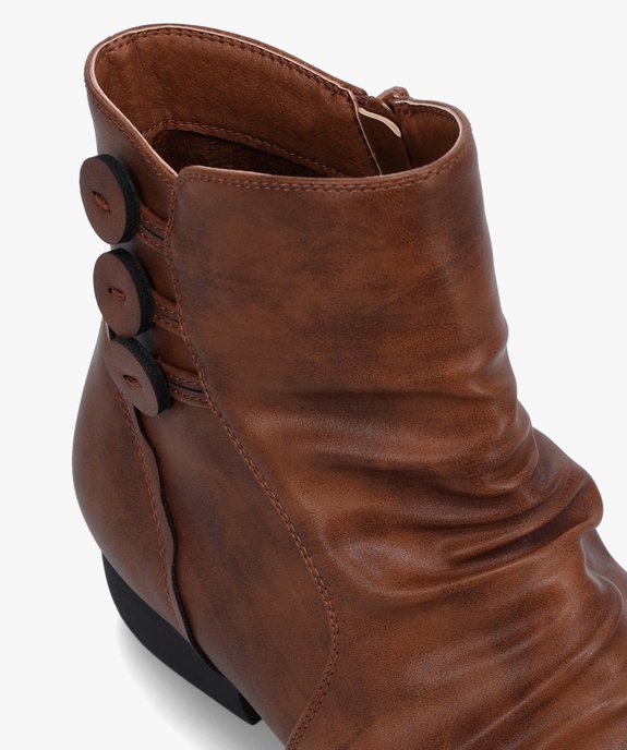 Bottines femme unies à talon plat et dessus drapé vue6 - G'FLEX - GEMO