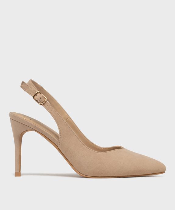 Escarpins slingbacks en suédine à talon aiguille et bout pointu femme - Valentina Baldano vue1 - VALENTINA BALDA - GEMO